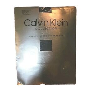 Calvin Klein Collection MicroSheer2 Control‎ Top Pantyhose Sz B DARKEST NAVY VTG